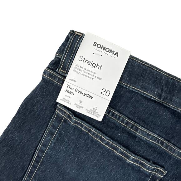 Sonoma The Everyday Jeans Boys 20 Blue Husky Straight Leg Basic Classic Denim - Picture 4 of 9